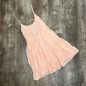 Talula Peach Tiered Flowy Mini Dress